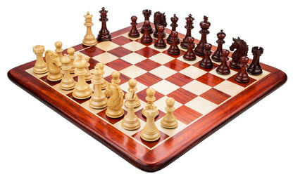 COMBO of 4.5" Luxury Staunton Bud Rosewood & Boxwood Chess pieces Set- Alexander Series - Triple Weighted  + 21" Bud Rosewood Chess board.