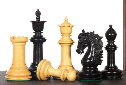 4.5" Ebony wood Staunton Chess pieces Set - STALLION VER 2.0 + 23" Ebonywood chess board (SQ: 60mm) + Leather Storage box for chess pieces