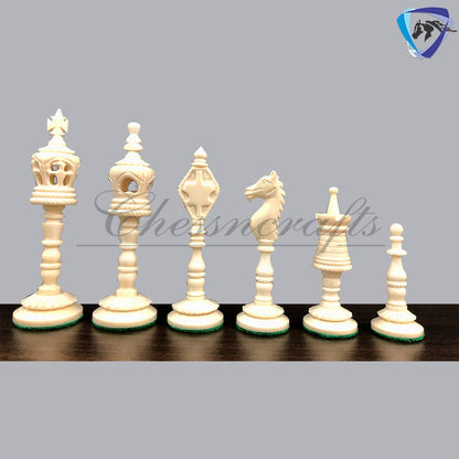 4.4" Camel Bone chess Pieces Set Designer Vintage collector series- Modern CARVED SERIES. Handmade Chess Gift.