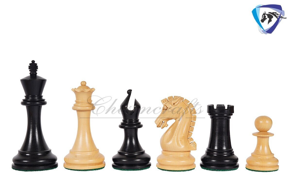 3.75" Sinquefield Ebonywood Chess Pieces Staunton Chess Pieces Set - St. Louis Series + 21" Ebonywood chess board + Leatherette storage box
