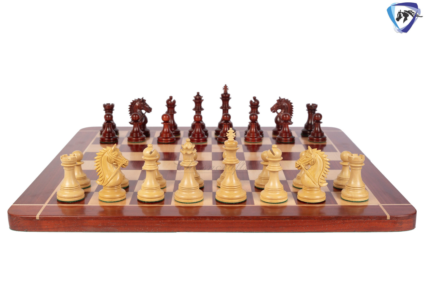4.4" Staunton Bud Rosewood Chess Pieces Set in LUXURY BRIDLE SERIES + 23" Bud Rosewood chess board(60mm) + Leatherette storage box.