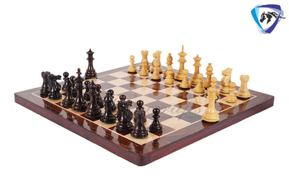 COMBO of 4" Royal Staunton Rosewood Chess Pieces Set Weighted 4Q + 19" Rosewood Chess Board SQ: 51mm(2") & Leather Storage Box