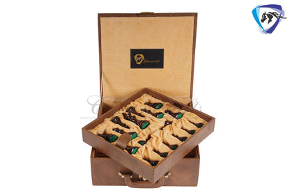 COMBO of 4" Royal Staunton Rosewood Chess Pieces Set Weighted 4Q + 19" Rosewood Chess Board SQ: 51mm(2") & Leather Storage Box