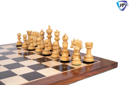 4.5" Luxury Staunton Ebonywood Chess pieces Set- PRISTINE Luxury- Triple Weighted + 23" Ebonywood Chess Board SQ:60mm + Leather Storage Box