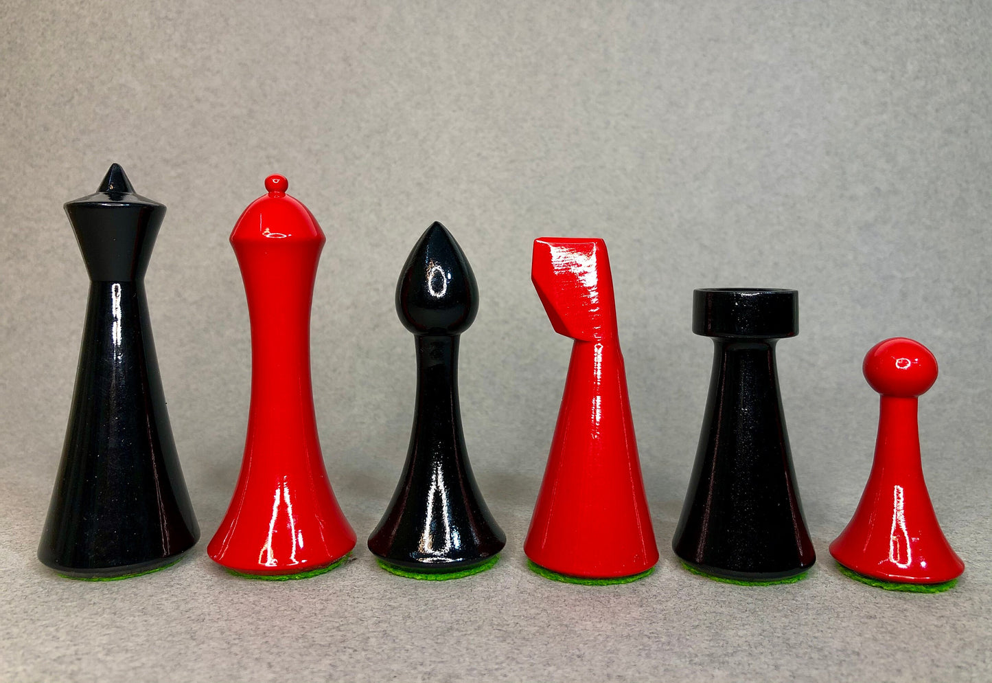 Hermann Ohme Minimalist Rosewood Chess pieces set- 3.75" Modern Mid century design- Handmade chess set specially weighted with extra queens