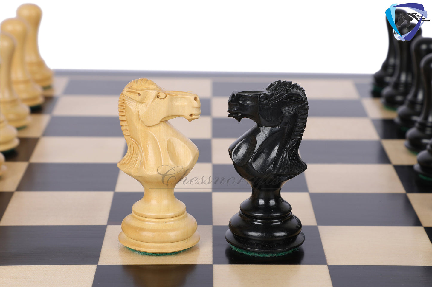 4" Ebonywood Staunton Chess pieces Set- Empire Series Weighted + 19" Ebonywood chess board(51mm) + Leather Storage box for chess men.