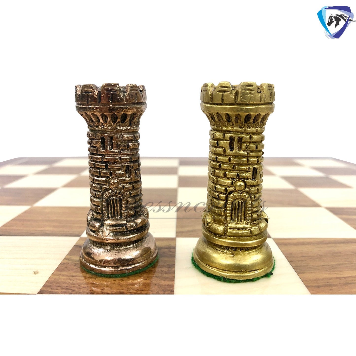 Indian Brass Metal Chess Pieces Set Antique Vintage Figures Chess set + 21" Rosewood Chess Board set