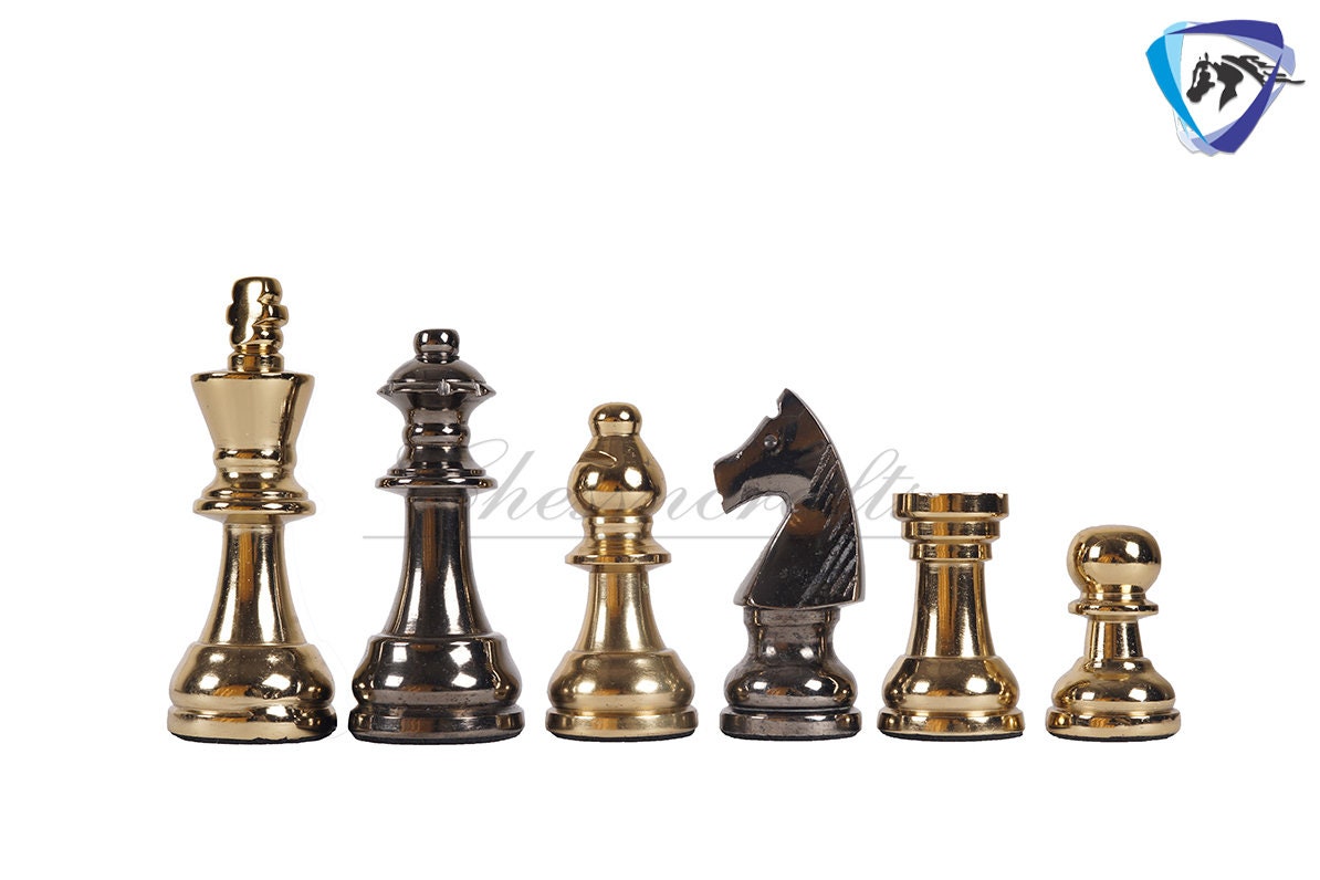 14" Metal Chess Board Set Staunton design 3.25" chess pieces with chess board.