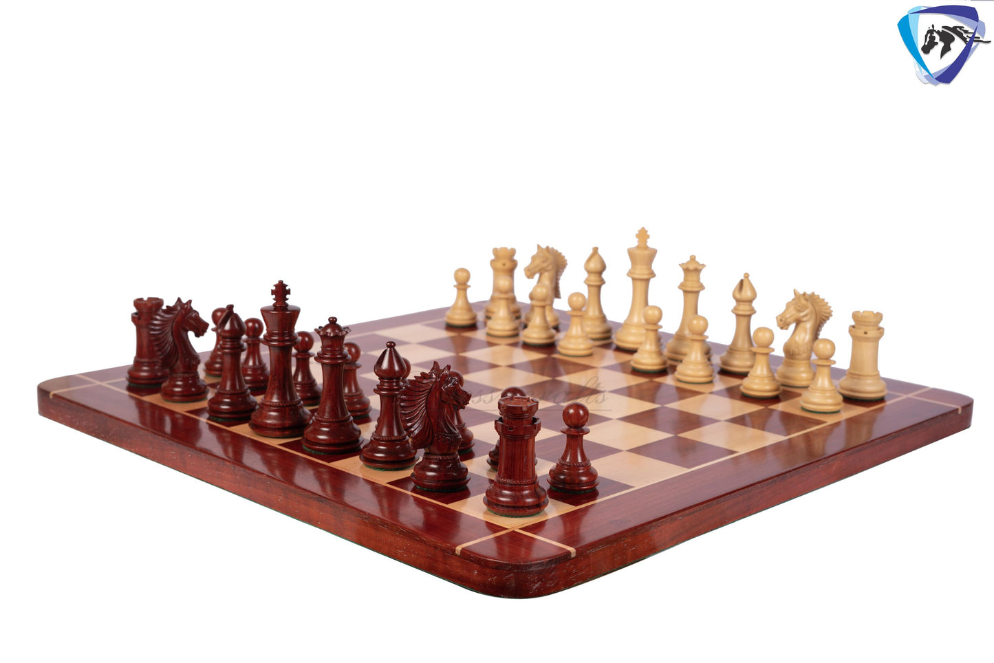 4.5" Bud Rosewood Staunton Chess pieces Set- CAVALIER Series + 23" Bud Rosewood Chess Board(sq-60mm) + Leather Storage Box