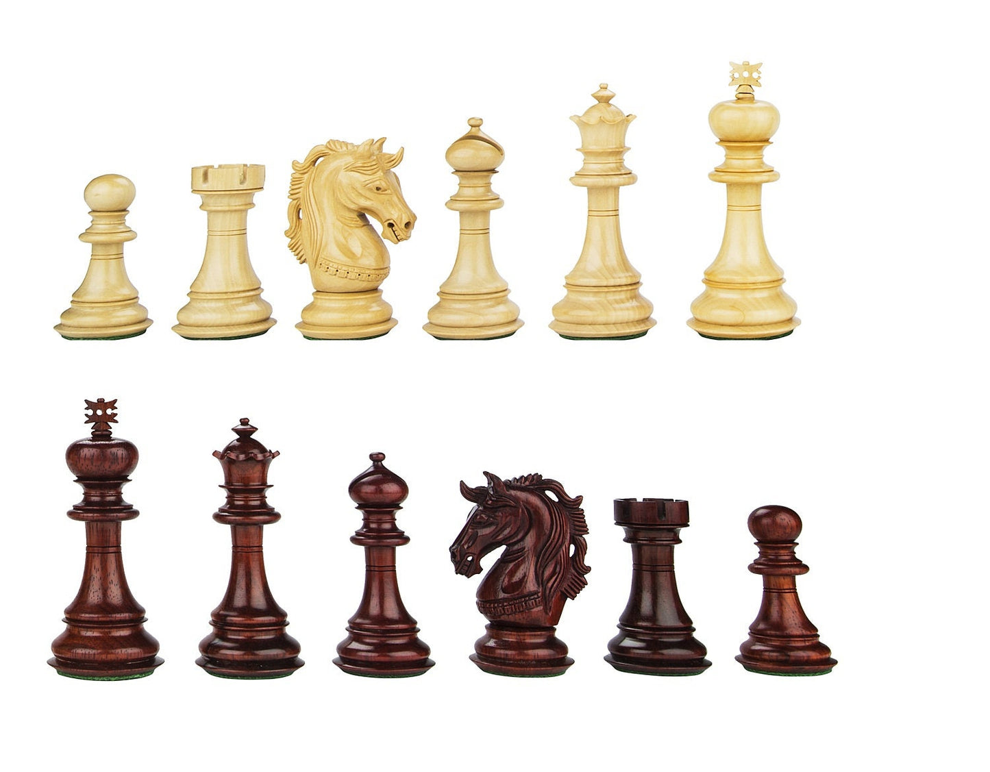 COMBO of 4.5" Luxury Staunton Bud Rosewood & Boxwood Chess pieces Set- Alexander Series - Triple Weighted  + 21" Bud Rosewood Chess board.