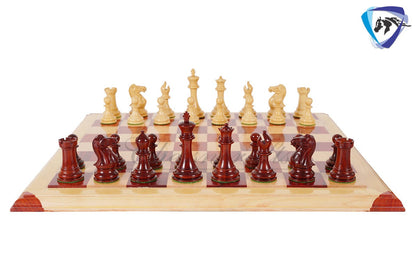4.1" Bud Rosewood Staunton Chess Pieces Set  ENGLISH CLUB SERIES  Weighted w/ 2 Extra queens- 4Q