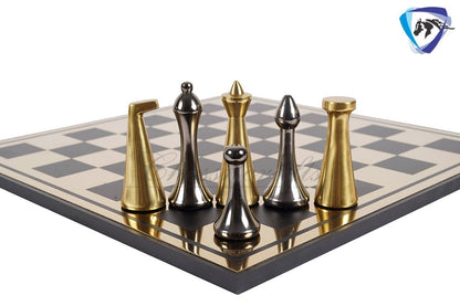 16" Metal Chess Board set- 3.7" Metal Modern minimalist Chess Pieces Set BLACK & GOLD/SILVER Luxury chess set- chess with storage box