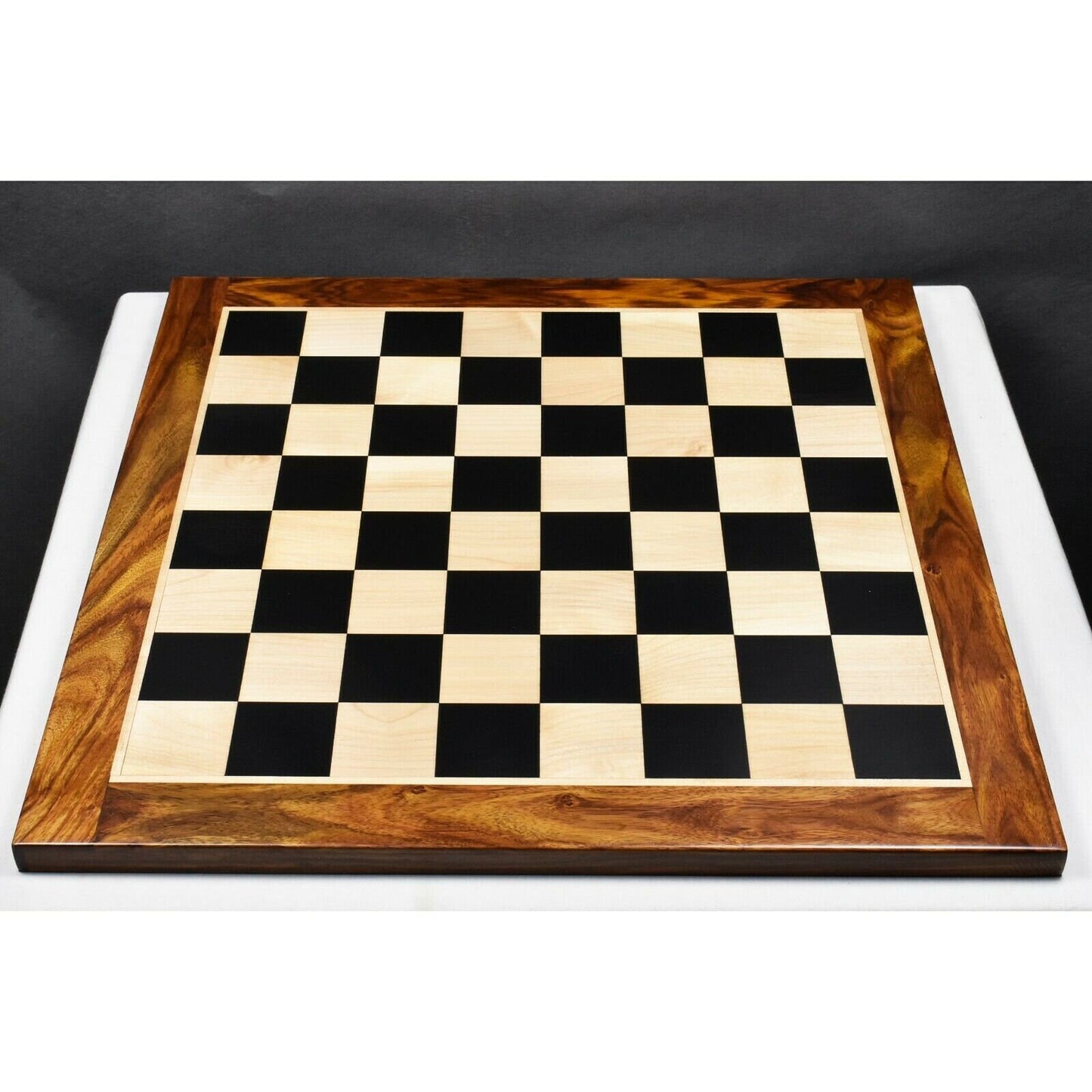 21" and 23" Ebony wood & Maple wood flat chess board 60mm square Rosewood border Handcrafted big size chess board. SQ: 55mm and 60mm