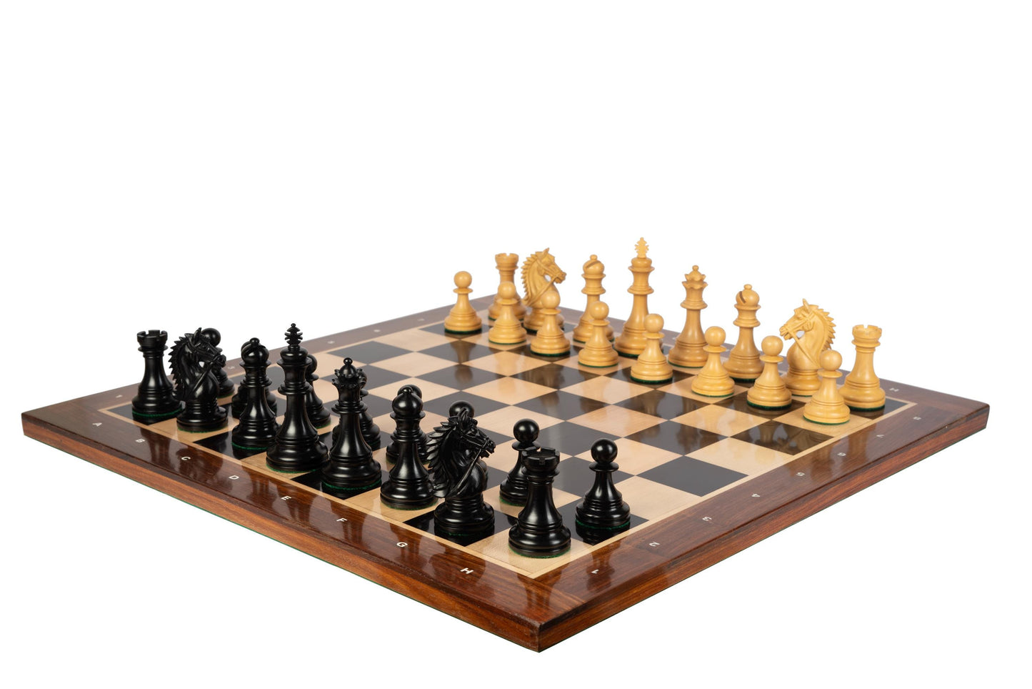 23" Ebony wood Chess board with Golden Rosewood Border & notations - Handcrafted big size chess board inlaid squares 60mm