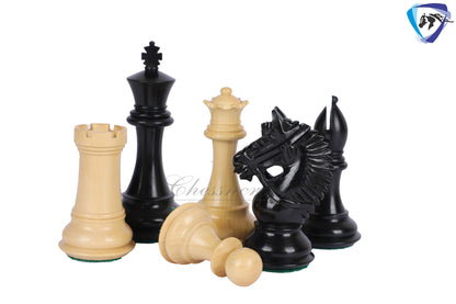 4.2" Ebonywood Staunton Chess Pieces Set - EXCALIBUR- Weighted + 21" Ebonywood look chess board + Leather storage box.