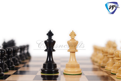 4.4" Luxury Staunton Chess Pieces Set in Ebonywood & Boxwood- HADRIAN Triple Weighted w/ 2 Extra queens- 4Q