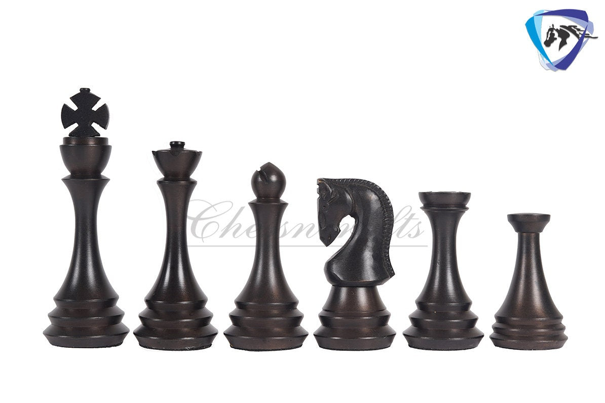 4.4" Brass Russian Zagreb (Leningrad) chess pieces set Antique & GOLD polish / 19" Rosewood(Dark Grain) Chess board Combo- Gift For Him