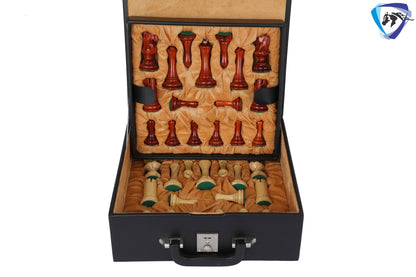 4" Bud Rosewood Staunton chess pieces set EMPIRE series + 19" Bud Rosewood Chess board(sq 51mm) + Leather Storage box for chess men