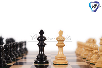 4.5" Luxury Staunton Ebonywood Chess Pieces Set-WELLINGTON + 21" Ebonywood Chess board(SQ:55mm) + Leatherette Storage box for chess pieces