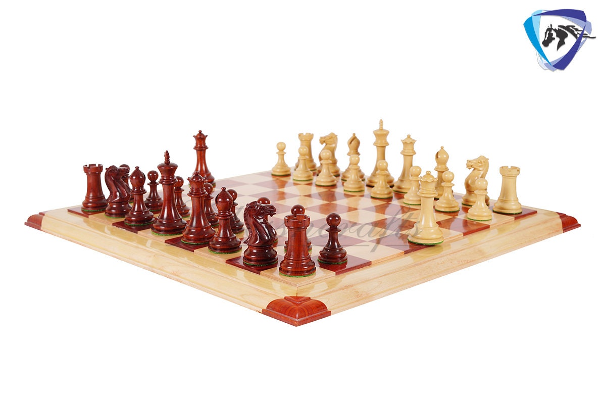4.1" Bud Rosewood Staunton Chess Pieces Set  ENGLISH CLUB SERIES  Weighted w/ 2 Extra queens- 4Q