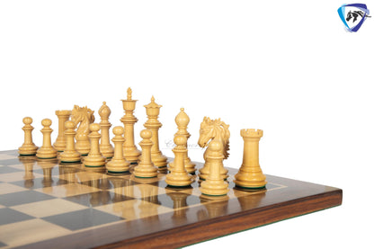 4.5" Ebony wood Staunton Chess pieces Set - STALLION VER 2.0 + 23" Ebonywood chess board (SQ: 60mm) + Leather Storage box for chess pieces