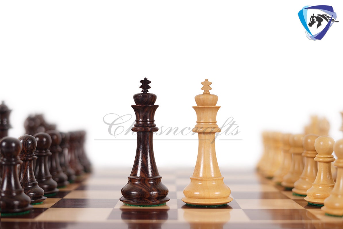 4.5" Rosewood staunton chess pieces set BRIDLE SERIES Weighted w/ extra queens.