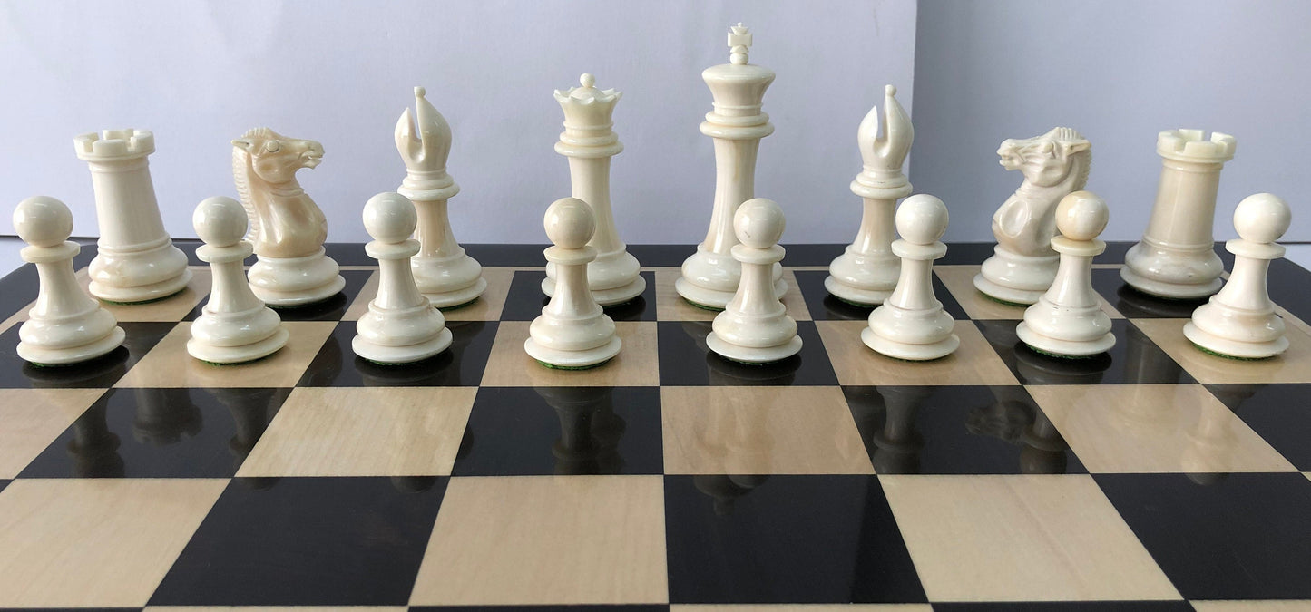 1849 Reproduced COOKE JACQUES chess Pieces set Camel Bone Staunton king 3.75" hand carved unique collector vintage chess pieces