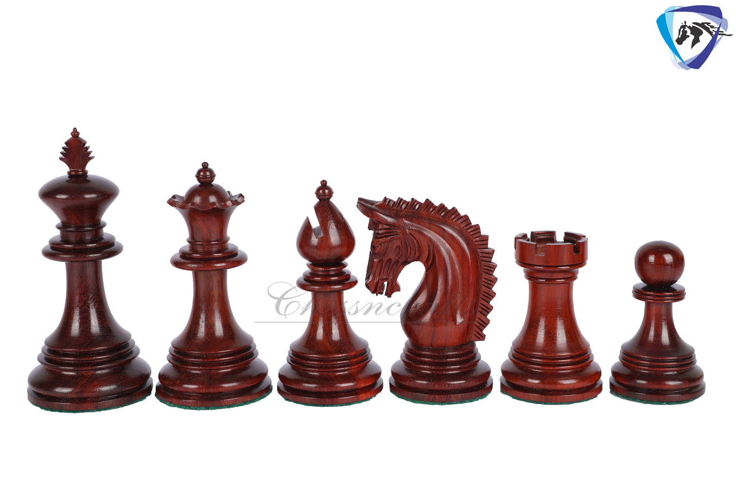 4.5" Staunton Chess Pieces set in Bud Rosewood- PATTON series + 21" Bud Rosewood Chess Board (SQ: 55mm) + Leather Storage box