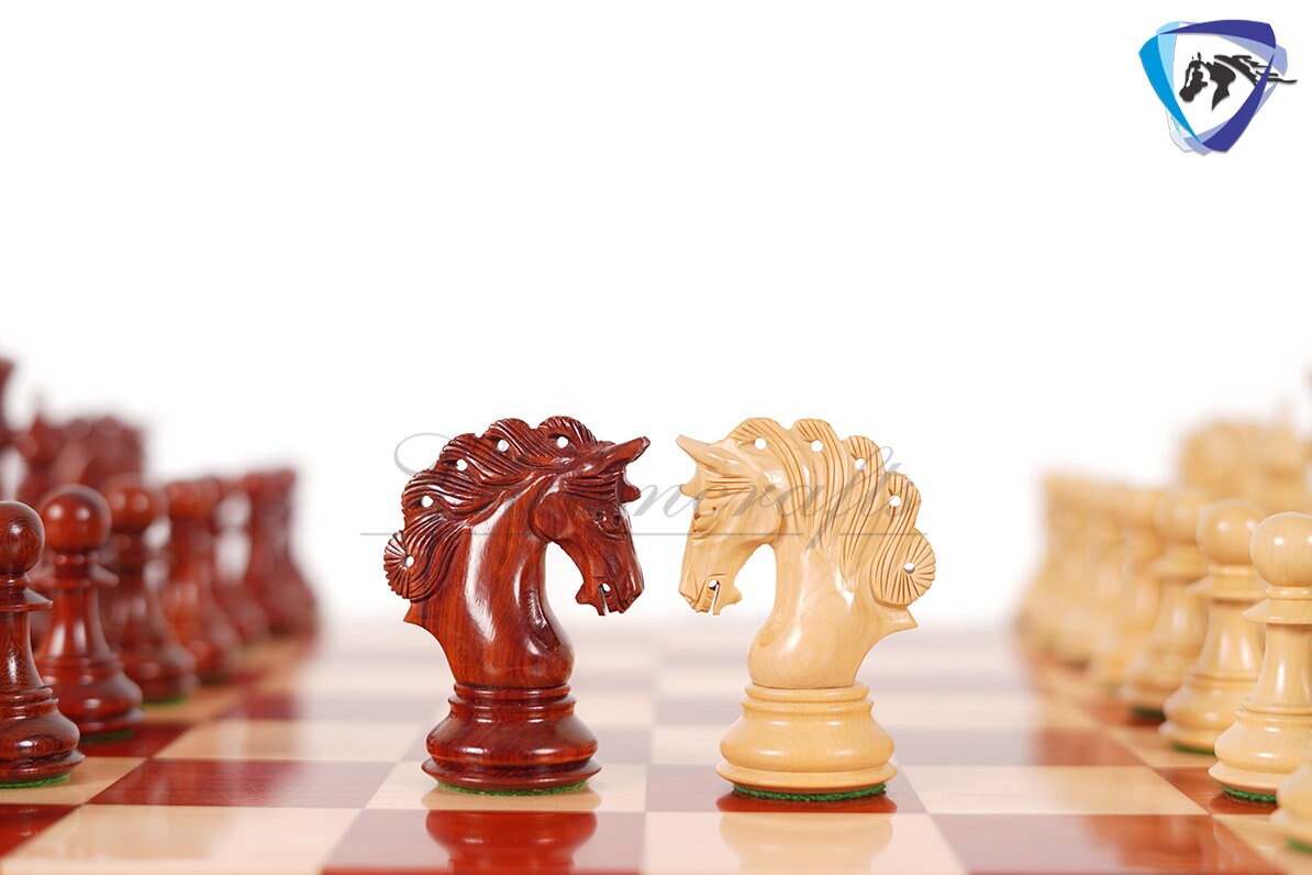4.2" Luxury Staunton Chess Pieces Set in  Bud Rosewood(Padauk) & Boxwood- MAYFAIR Triple Weighted w/ 2 Extra queens- 4Q