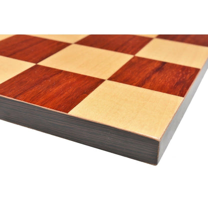 Borderless Chess Board 55mm Square in Ebonywood / Bud Rosewood & Maple wood , full board size: 17.5"x 17.5" Block Inlaid Squares.