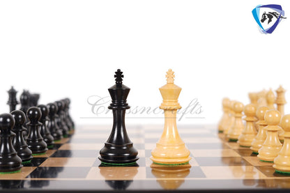 4" Staunton Ebonywood Chess pieces Set-Fierce Knight-Weighted-2 Extra queens- 19" Ebony wood Chess Board + Leather Storage Box COMBO
