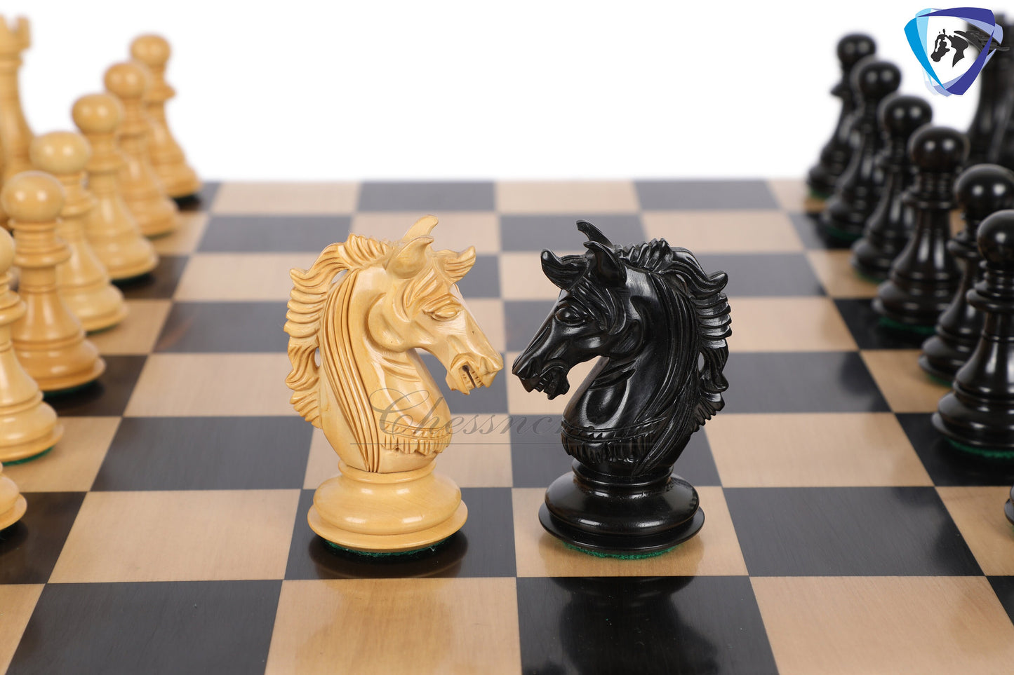4.5" Luxury Staunton Ebonywood Chess pieces Set- Alexander series-Triple Weighted + 21"/ 23" Ebonywood Chess Board-STEP DESIGN + Storage Box