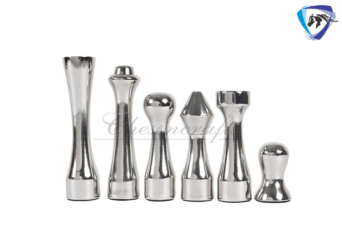 Metal chess Set Unique NEW YORK SKYLINE design Aluminium 14" Chess Board- Black Silver Gold.