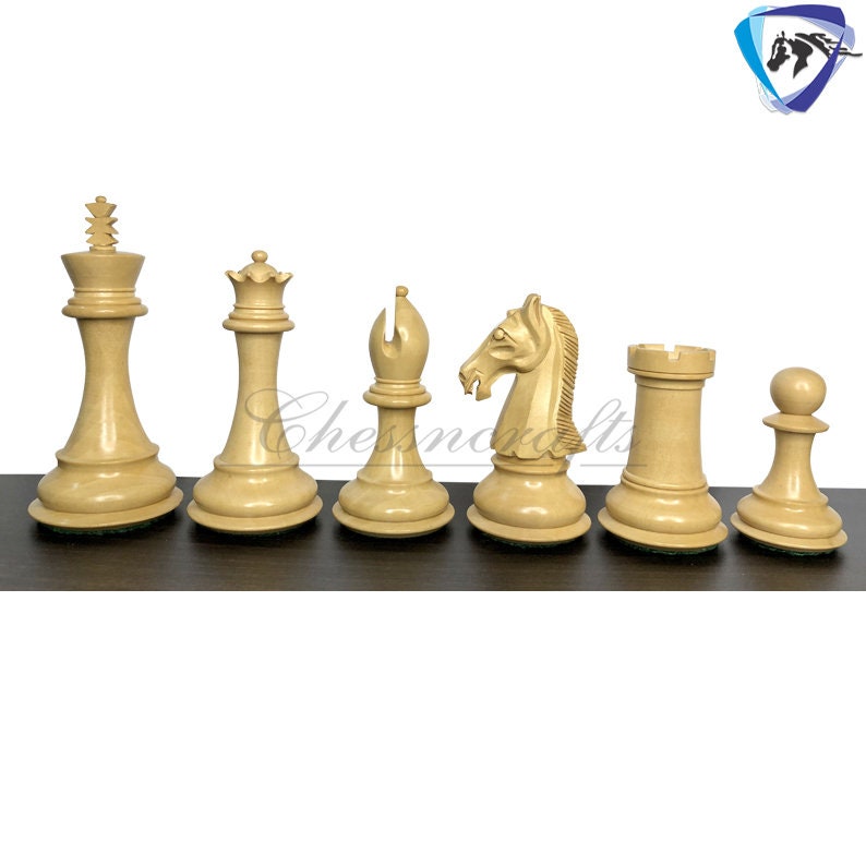 4.2" The Contemporary Staunton Bud Rosewood & Boxwood Chess pieces Set- Triple Weighted 2 Extra queens- 4Q