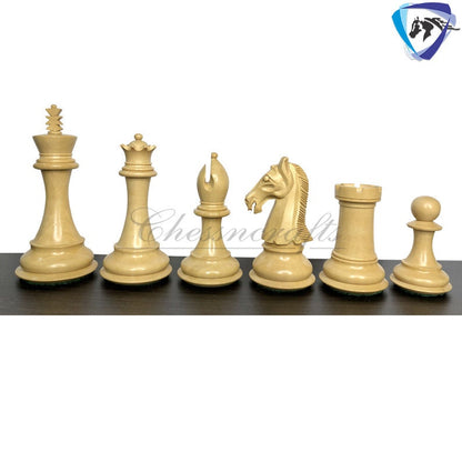 4.2" The Contemporary Staunton Bud Rosewood & Boxwood Chess pieces Set- Triple Weighted 2 Extra queens- 4Q