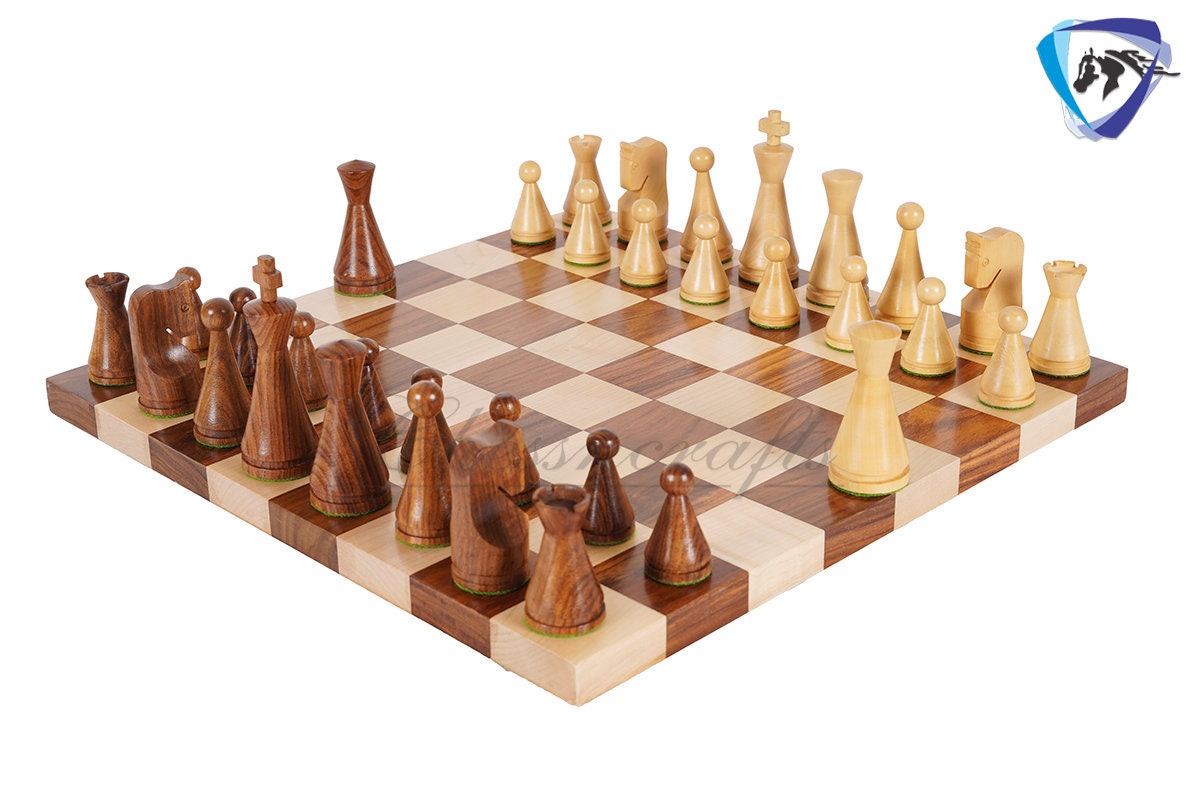 19th Century Russian Soviet Reproduced classic series Chess pieces 4" in Golden Rosewood & boxwood/ 50mm Borderless Chess Board set Combo.