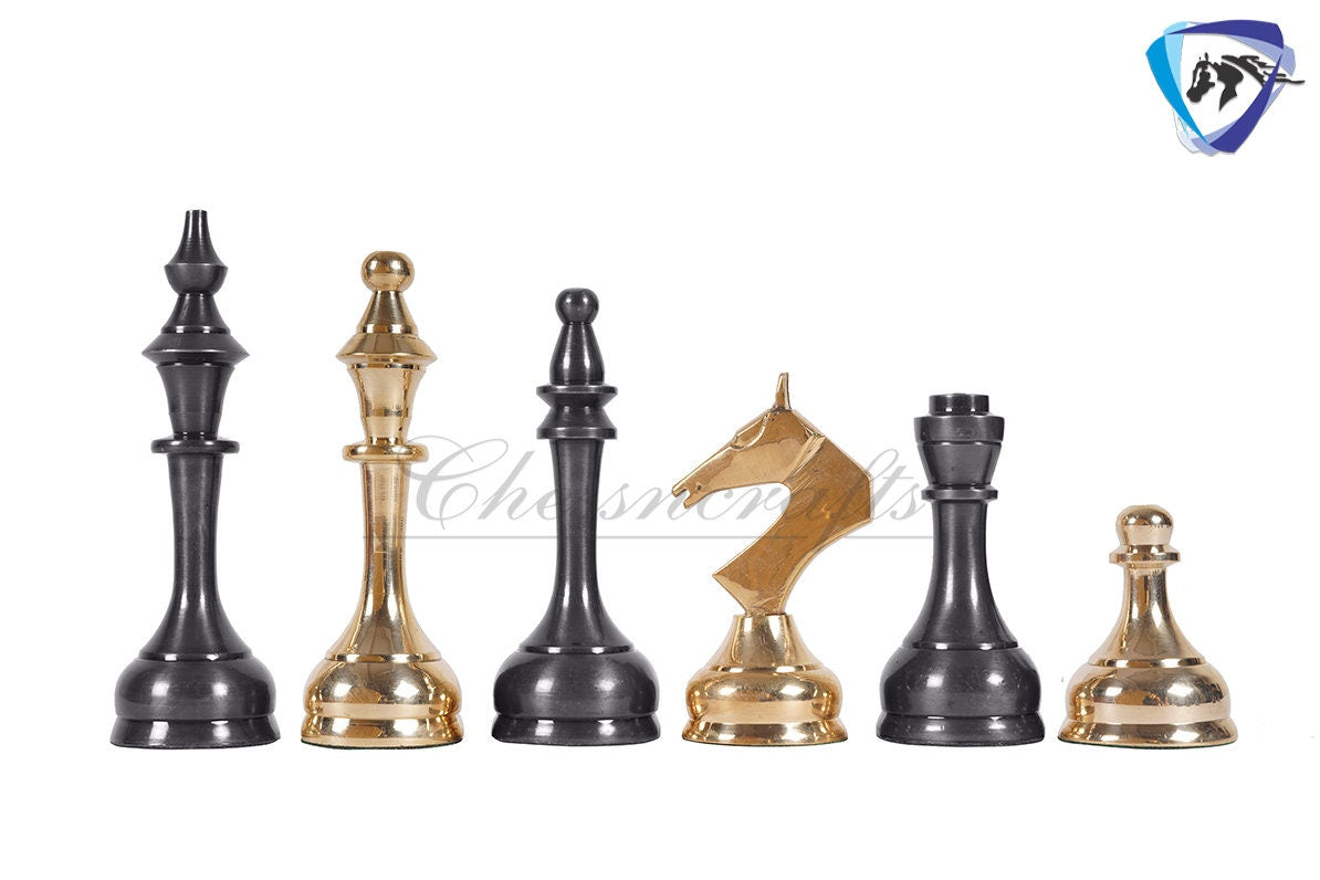 16" Brass Chess Board Set MODERN CLASSIC Chess Pieces Black-gold and Rosewood  Chess board with Storage drawer- Chess Gift- Gift for Him