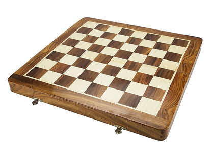 14" Folding Wooden Magnetic Travel chess board game set with staunton chess pieces Sheeshamwood