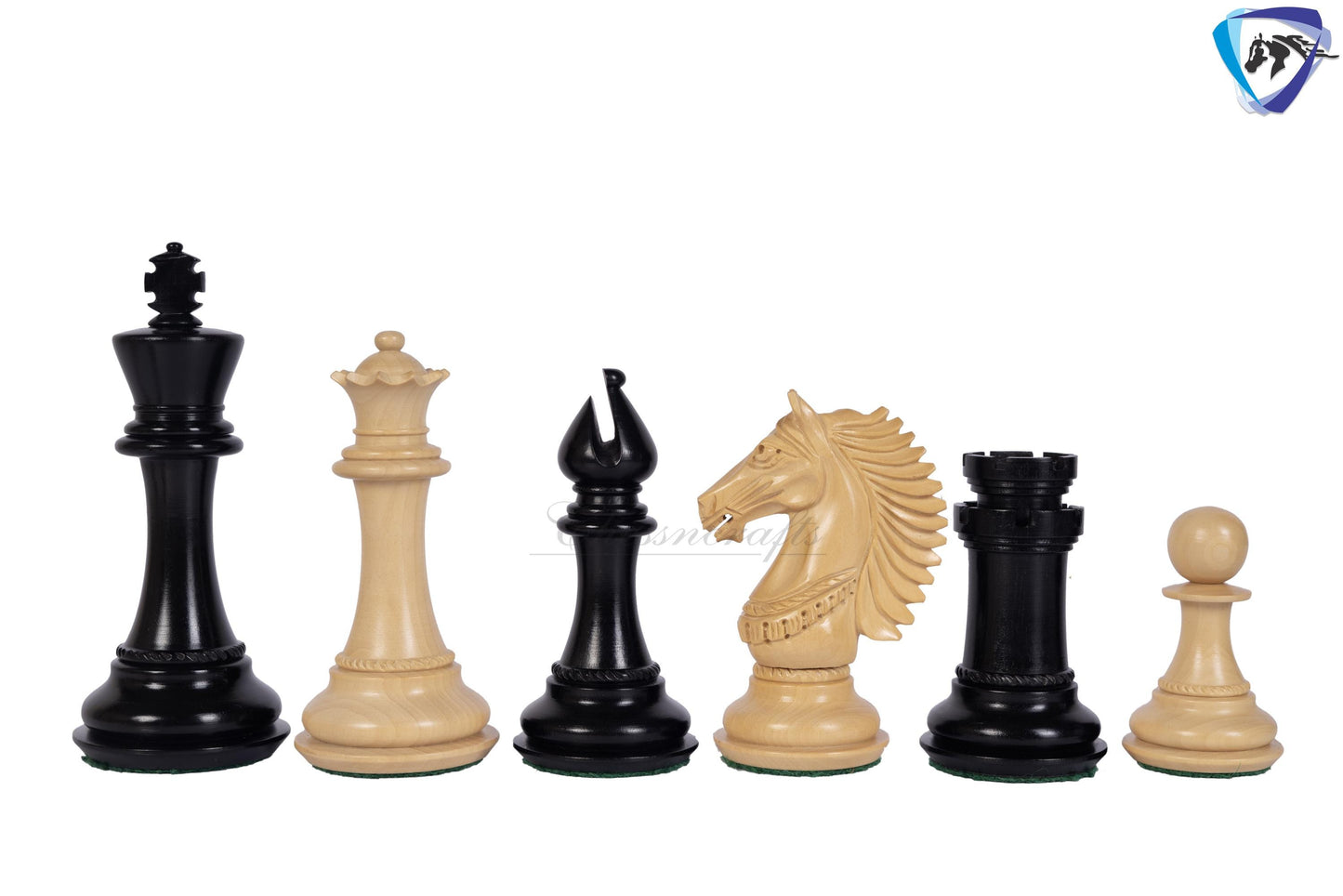 4.5" Ebonywood Staunton Chess pieces Set- CAVALIER Series + 23" Ebony wood Chess Board(sq-60mm) + Leather Storage Box