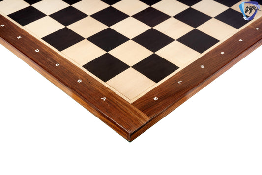 23" Ebony wood Chess board with Golden Rosewood Border & notations - Handcrafted big size chess board inlaid squares 60mm