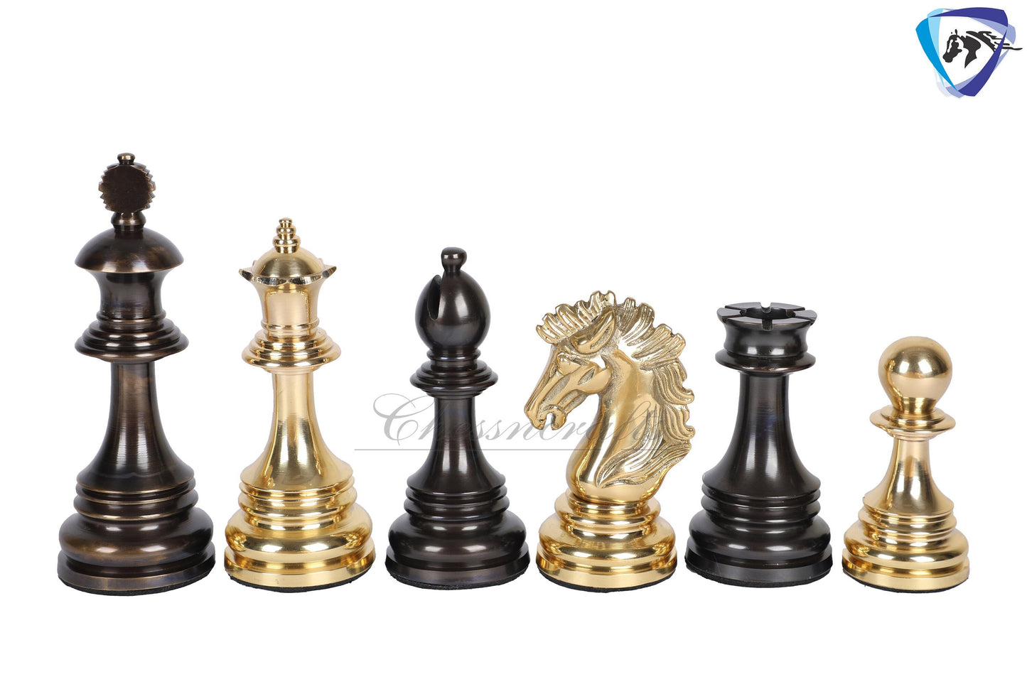 5" Brass Chess Pieces Set WELLINGTON Gold & Antique Limited Edition Luxury Staunton chess pieces  + 23" Ebonywood Chess Board + Storage Box