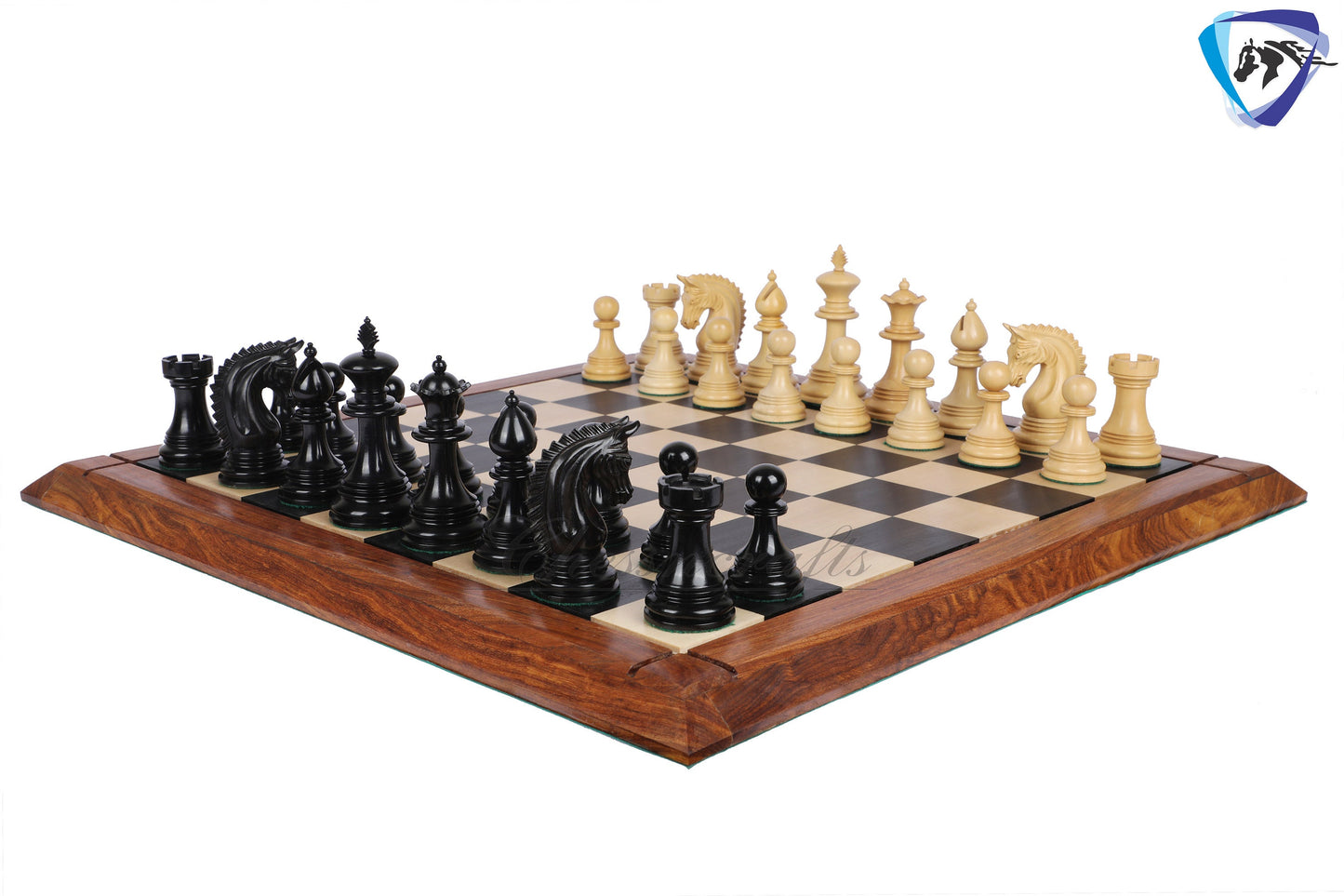 4.5" Luxury Staunton Chess pieces Set in  Ebony wood -PATTON series +21" Ebony wood Chess board(sq:55mm) + Leather Storage Box