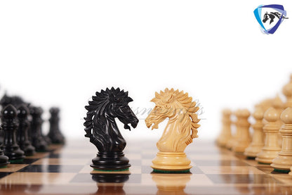 4.5" Ebonywood Staunton Chess pieces Set - VICTORIA CROSS Luxury- Triple Weighted + 21" ebonywood chess board + Leatherette storage box