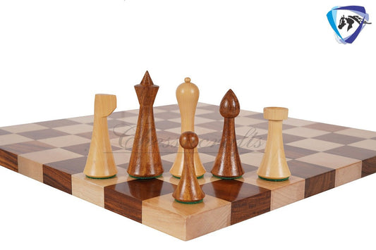 COMBO of 3.75"  Rosewood chess pieces set-Minimalist Hermann ohme & 15.7" (sq:50mm) Borderless solid Golden rosewood chess board Handmade.