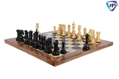 4.5" Luxury Staunton Chess pieces Set in Ebonywood & Boxwood - STALLION SERIES - Triple Weighted- 2 Extra queens