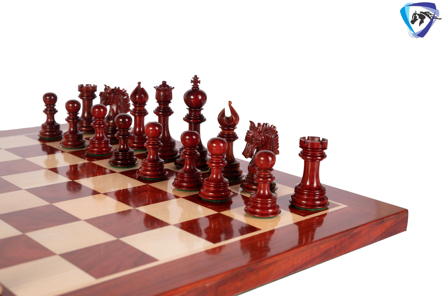 4.5" Luxury Staunton Bud Rosewood Chess pieces Set- PRISTINE-Triple Weighted + 23" Bud Rosewood Chess Board-sq:60mm + Leather Storage Box