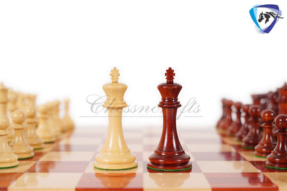 4" Staunton Bud Rosewood Chess pieces Set-English Tournament-Weighted-2 Extra queens- 21" Bud Rosewood Chess Board + Leather Storage Box