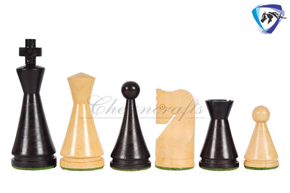 19th Century Russian Soviet Reproduced classic series Chess pieces 4" in Ebonized boxwood/ 50MM Golden Rosewood Borderless Chess Board Combo
