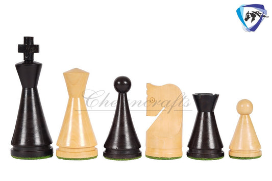 19th Century Russian Soviet Reproduced classic series Chess pieces 4" in Ebonized boxwood/ 50MM Golden Rosewood Borderless Chess Board Combo