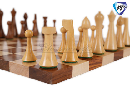 COMBO of 3.75"  Rosewood chess pieces set-Minimalist Hermann ohme & 15.7" (sq:50mm) Borderless solid Golden rosewood chess board Handmade.